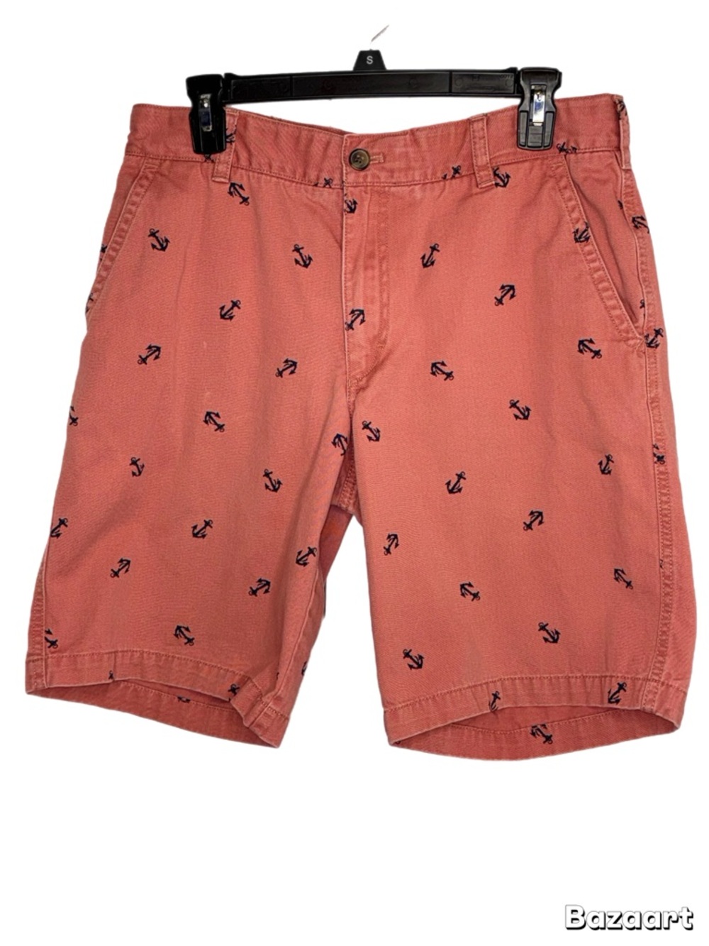 Y2K Izod 32 Coral Men's Anchor Print Flat Front Shorts